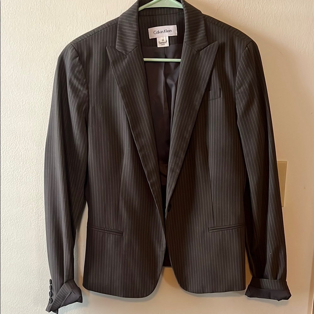 Calvin Klein Gray Pinstripe Blazer